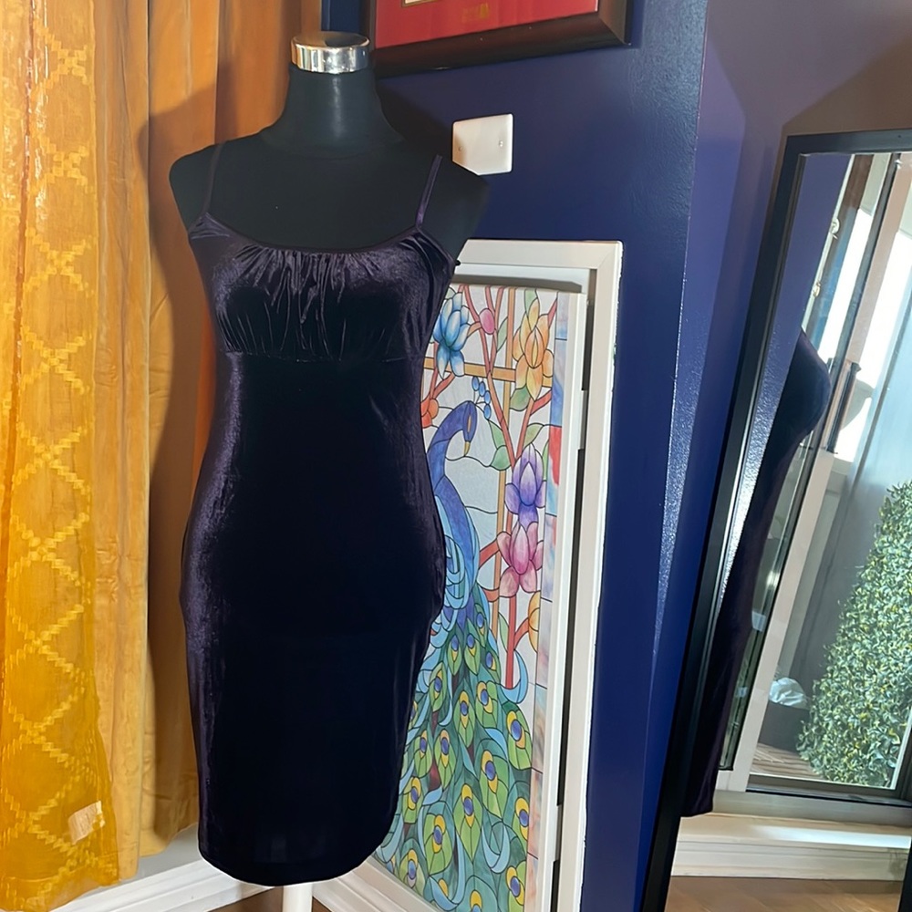 Purple velvet body con dress